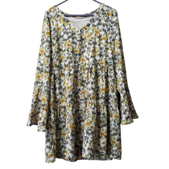 Altar'd State Floral Dress Large Bell‎ Sleeve Lined Polyester Cottagecore Boho - Picture 1 of 11